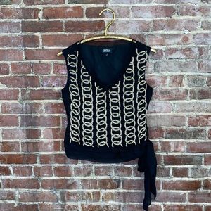 Mod inspired embroidered paper studio silk blouse